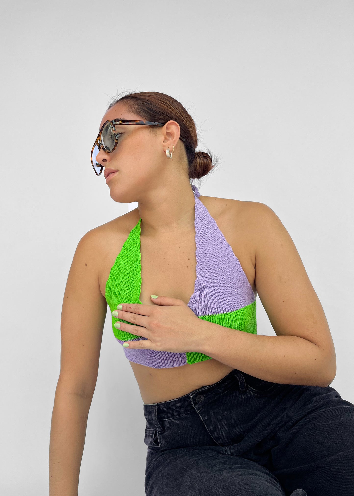 BASIC TOP LILA x GREEN